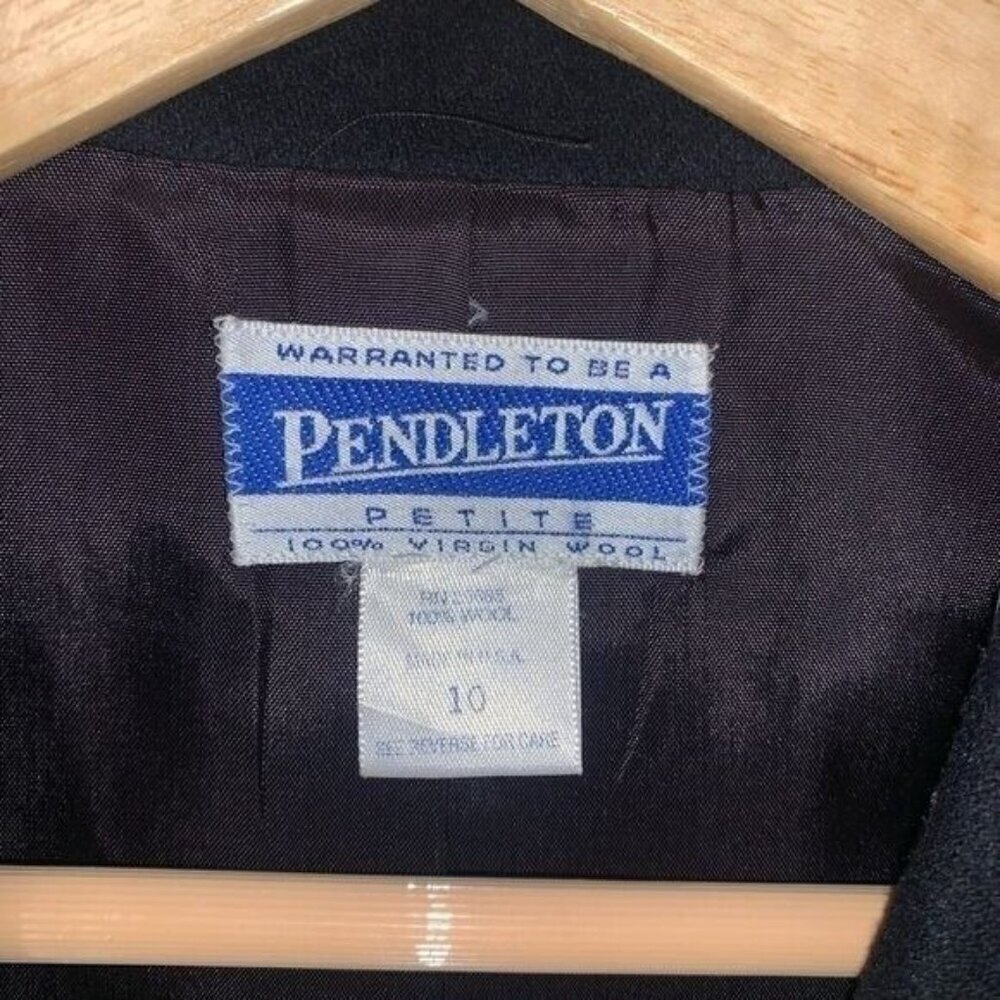 Pendleton Black Vintage 100% Virgin Wool Business Casual 2 Button Blazer Size 10 - Picture 8 of 11